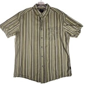 Kuhl Mens Button Down Shirt Short Sleeve Striped‎ Casual Outdoors Olive Green M